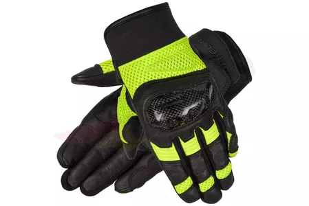 Rebelhorn Gap II guantes de moto de cuero negro y amarillo fluo S-1
