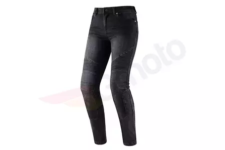 Pantaloni de damă din denim pentru motociclete Rebelhorn Vandal Lady Denim spălați negru W30L30-1