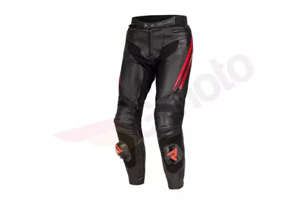 Pantaloni de motocicletă din piele Rebelhorn Fighter negru/roșu fluo 46-1