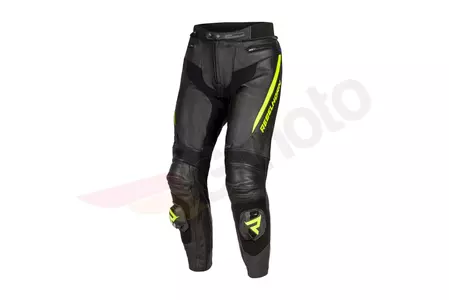 Pantaloni de motocicletă din piele Rebelhorn Fighter negru/galben fluo 44-1