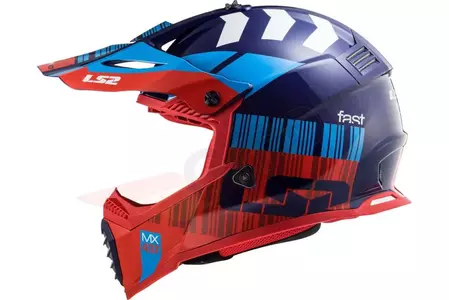 LS2 MX437 FAST EVO XCODE RED BLUE XL capacete para motas de enduro-2