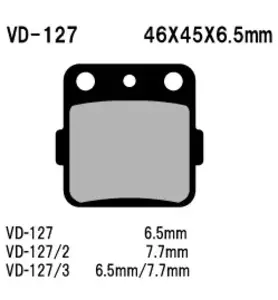 Vesrah VD-127/3 (FA84/2) piduriklotsid - VD-127/3