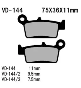 Plaquettes de frein Vesrah VD-144/3 - VD-144/3