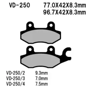 Plaquettes de frein Vesrah VD-250/2 - VD-250/2