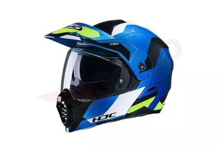 Kask motocyklowy enduro HJC C80 ROX BLUE/GREEN XXL - C80-ROX-MC24-XXL