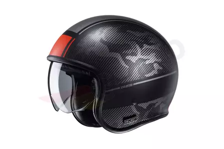 HJC V30 ALPI BLACK/RED XL motorcykelhjälm med öppet ansikte - V30-ALP-MC1SF-XL