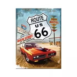 Koelkastmagneet 6x8cm Route 66 Rode Auto - 14229