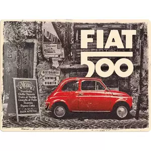 Plechový plagát 30x40cm Fiat 500 Red Car-1