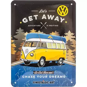 Poster in latta 15x20cm VW Bulli Lets Get Away-1