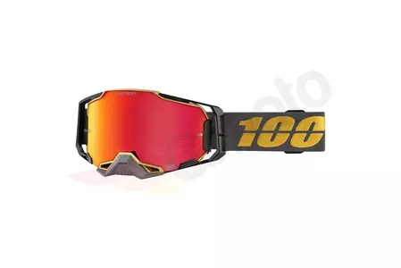 Óculos de proteção para motociclistas 100% Percentagem modelo Armega Falcon 5 cor preto/dourado vidro vermelho espelho - 50003-00001