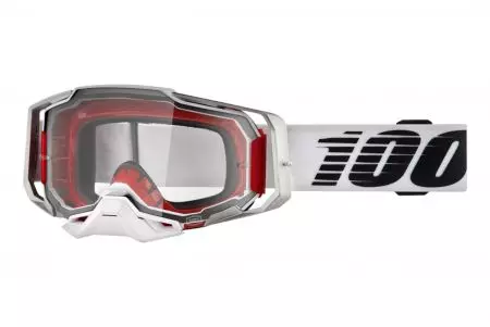 Brýle na motorku 100% Procento model Armega Lightsaber barva bílá čirá skla-1