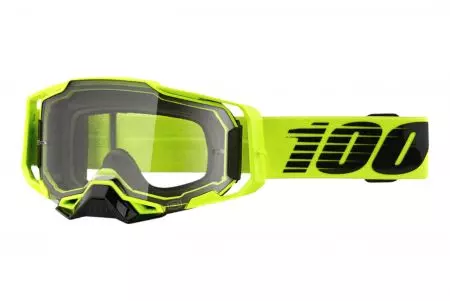Motorcykelbriller 100% procent model Armega Nuclear Circus gul Fluo klar linse-1