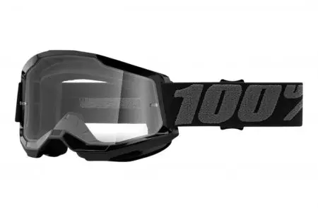 Ochelari de motocicletă 100% Percent model Strata 2 Black culoare negru sticlă transparentă neagră