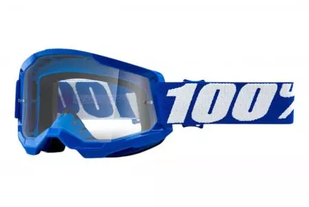 Lunettes de moto 100% Percent modèle Strata 2 Blue couleur bleu lentille transparente