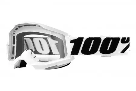 Motocyklové okuliare 100% Percento Strata 2 Everest model biele priehľadné sklo-1