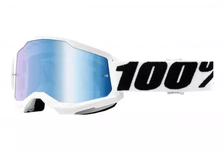 Motocyklové okuliare 100% Percent model Strata 2 Everest farba biele sklo strieborné zrkadlo-1
