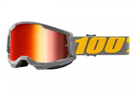 Motoros szemüveg 100% Százalékos modell Strata 2 Izipizi szín szürke üveg piros tükör-1