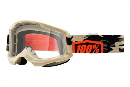Motocikla brilles 100% Percent modelis Strata 2 Kombat krāsa brūna moro caurspīdīgs stikls-1