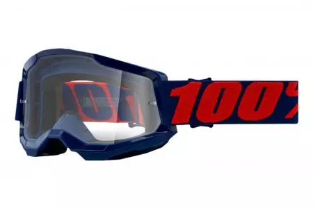 Óculos de proteção para motociclistas 100% Percentagem modelo Strata 2 Masego azul marinho cor lente transparente - 50027-00008