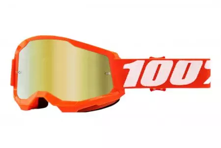 Motorbril 100% Procent model Strata 2 Oranje kleur goud spiegelglas