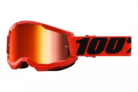 Motocyklové brýle 100% procento model Strata 2 Red barva červené sklo červené zrcátko