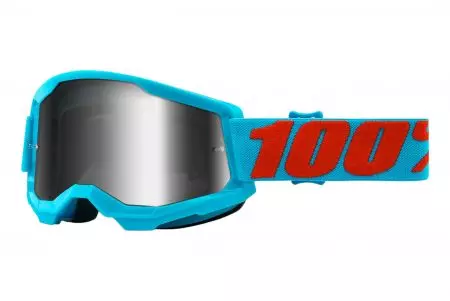 Óculos de proteção para motociclistas 100% Percentagem modelo Strata 2 Summit cor azul claro vidro espelho prateado - 50028-00011