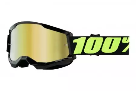 Gogle motocyklowe 100% Procent model Strata 2 Upsol kolor czarny szybka złota lustro