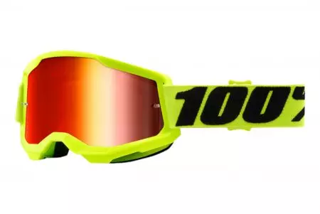 Ochelari de motocicletă 100% Procent model Strata 2 Yelow galben fluo sticlă roșie oglindă