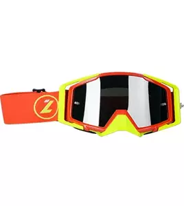 Motocyklové okuliare Lazer Race Style červené žlté fluo zorníky zrkadlové strieborné