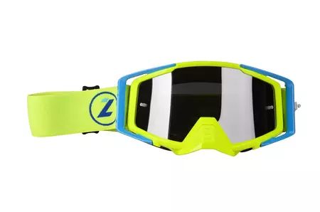 Motocyklové okuliare Lazer Race Style žlto modré fluo strieborné zrkadlové zorníky