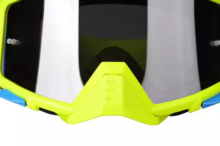 Gafas de moto Lazer Race Style amarillo azul fluo plata espejo visor-3