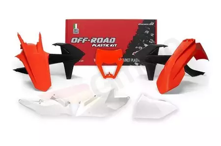 Conjunto de plástico Racetech branco laranja preto com tampa do filtro com tampa do filtro - KTM-OEM-517