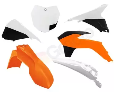 Racetech plastmasas komplekts - balts, melns, oranžs ar filtra vāciņu - KTM-OEM-594