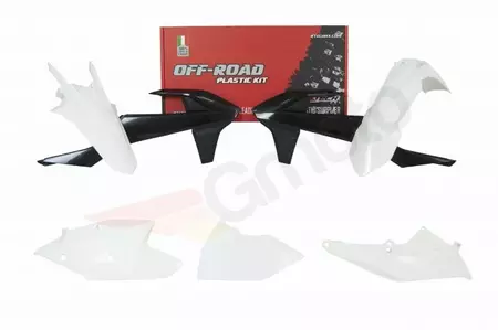 Komplet plastików Racetech biały czarny z pokrywą filtra - KTM-OEM-488
