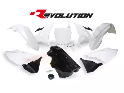 Racetech Yamaha YZ 125 250 02-18 plastikinis komplektas su kuro baku Revolution Kit balta juoda - YZ0-BN0-016