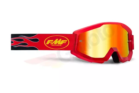 Motocyklové okuliare FMF Powercore Flame Red so zrkadlovým sklom - F-50400-251-03