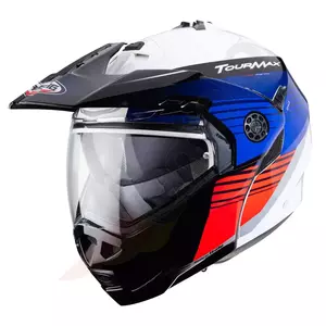 Kask motocyklowy szczękowy enduro Caberg Tourmax Titan biały/niebieski/czerwony XS-1