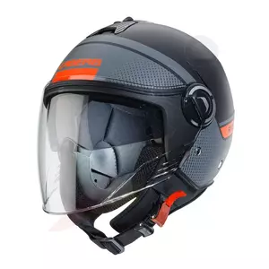 Kask motocyklowy otwarty Caberg Riviera V4 Elite czarny/szary/pomarańczowy fluo mat M-1