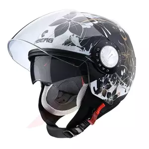 Caberg Riviera V3 Floral casco moto aperto nero opaco/bianco/oro XS-3