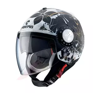 Caberg Riviera V3 Floral casco moto aperto nero opaco/bianco/oro S-1
