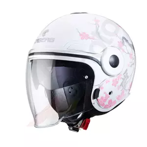 Caberg Uptown Bloom odprta motoristična čelada bela/srebrna/rožnata M-1