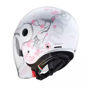"Caberg Uptown Bloom" atviras motociklininko šalmas baltas/sidabrinis/rožinis M-3