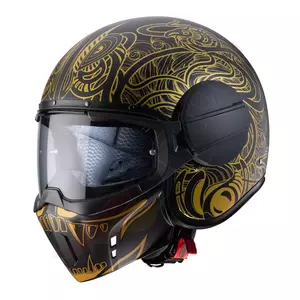 Caberg Ghost Maori motociklista ķivere ar atvērtu seju melna/zelta matēta XL-1