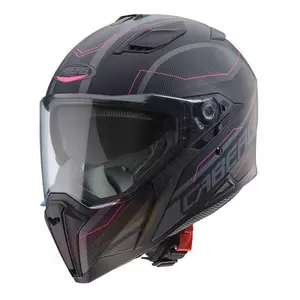 "Caberg Jackal Supra" integralus motociklininko šalmas juodas/pilkas/rožinis matinis M-1