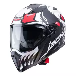 Caberg Jackal Darkside integralus motociklininko šalmas juodas/baltas/raudonas fluo matinis M-1
