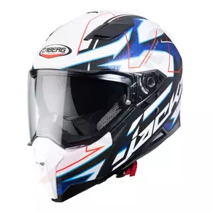 Caberg Jackal Techno casque moto intégral blanc mat/bleu/rouge fluo XS-1