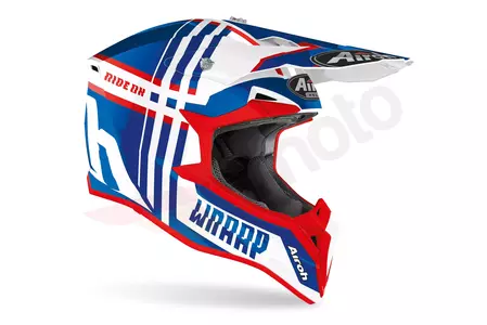 Capacete Airoh Junior Wraap Broken Blue/Red Gloss S para motas de enduro-2