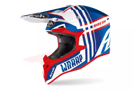 Airoh Junior Wraap Broken Blue/Red Gloss XS casco moto enduro - WR-BR38Y-XS