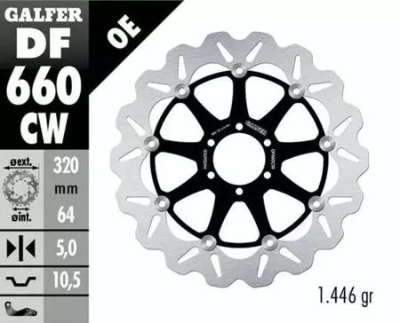 Disco de travão dianteiro Galfer APRILIA/Ducati/Yamaha 320x64x5 WAVE flutuante - DF660CW