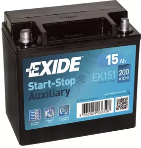 Akumulator bezobsługowy Exide EK151 AGM 15AH 12V - EK151